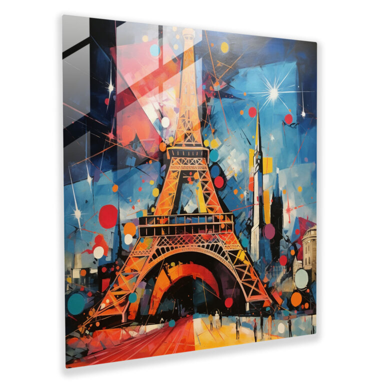 Elegantes Glasbild - Eiffelturm Abstrakte Mixed Media Glas Wandkunst - Wohnkultur - Wanddekoration - Moderne Kunstarbeit