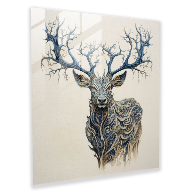 Elegantes Elchmuster Glasbild - Elch Glas Kunst Eleganz Wanddekoration
