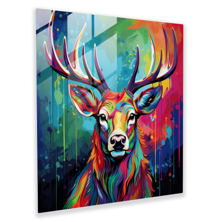 Elch Glasbild im Pop-Art-Stil - Lebhaftes Elk-Motiv