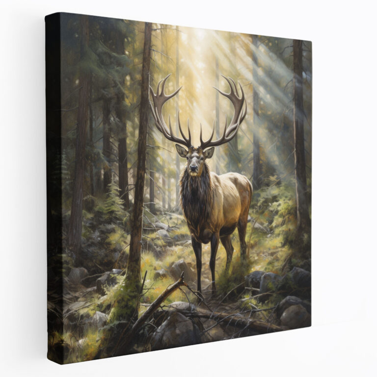 Elch Leinwandbild - Majestätischer Wald - Naturkunst Wanddekoration