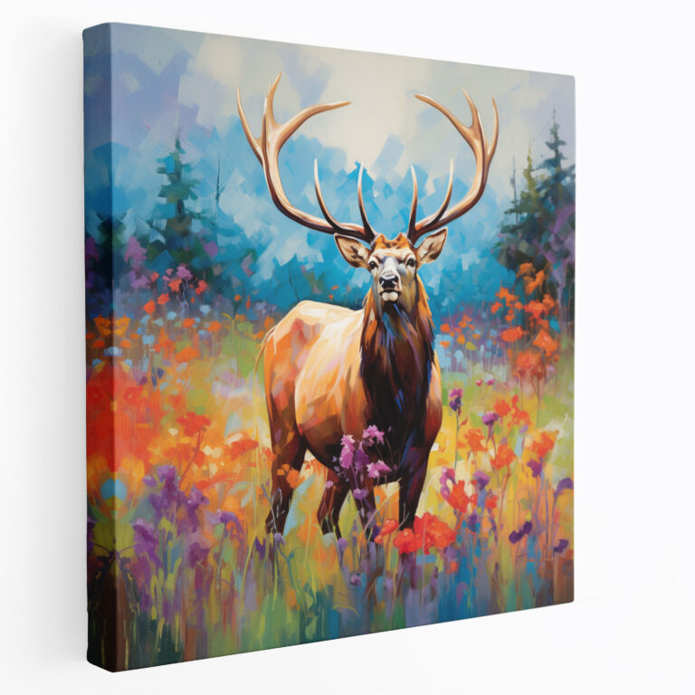 Elch Leinwandbild - Harmonische Felder - Elch Leinwand Wandkunst Wandkunst Wanddekoration