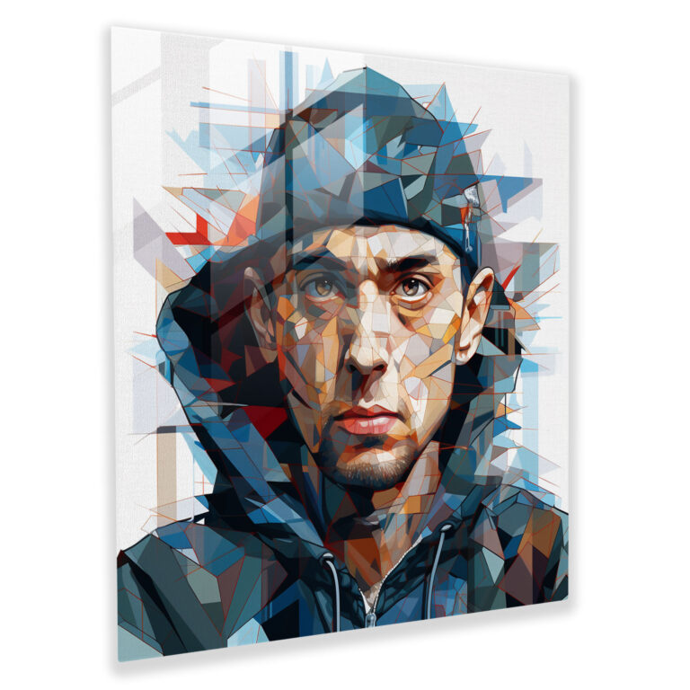 Eminem Glasbild - Eminem Bühnenpräsenz Glas Kunst Dynamik