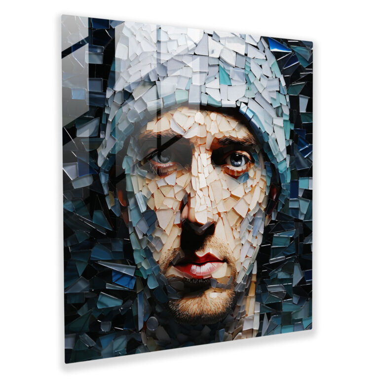 Eminem Glasbild: Zersplittertes Glasmosaik - Popkultur Glas-Kunst