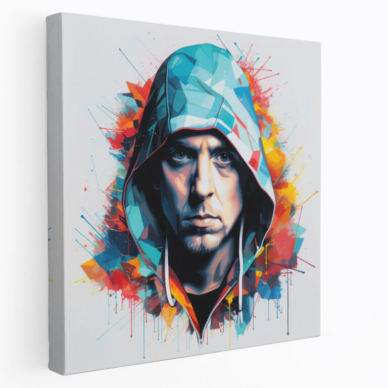 Eminem Graffiti Porträt Wandkunst - Leinwandbild aufwändige Schablonentechniken Wandkunst