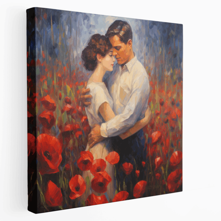 Romantischer Rosengarten Leinwandbild