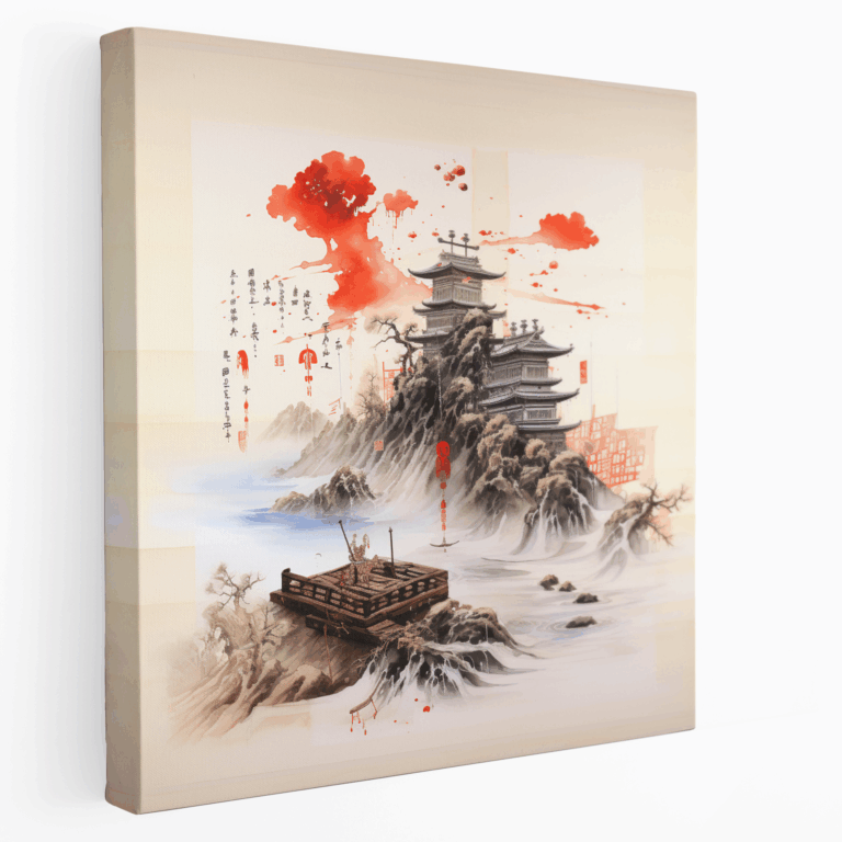 Leinwandbild mit poetischer chinesischer Kalligrafie