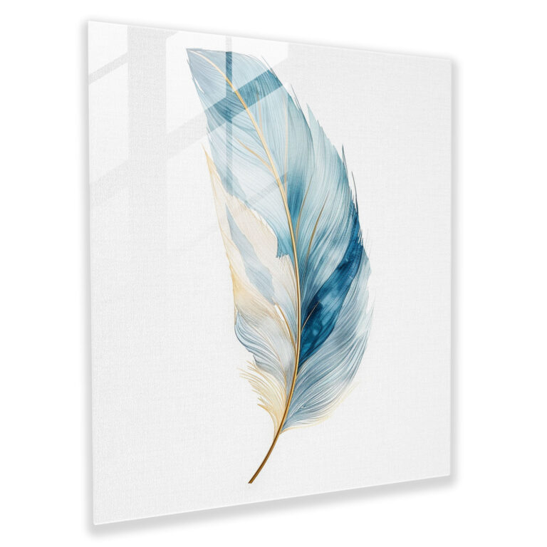 Exquisites Feder Glasbild - Feder Moderne Kunst Zeitgenössisches Glasbild Wohnkultur