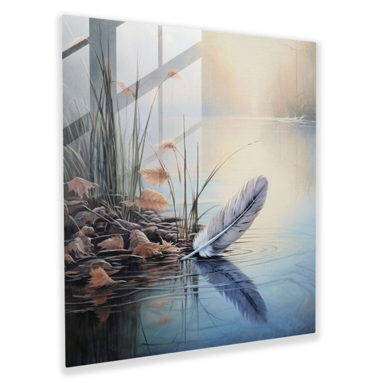 Federoase Glasbild - Feder Wanddekoration Feder Wohnaccessoire