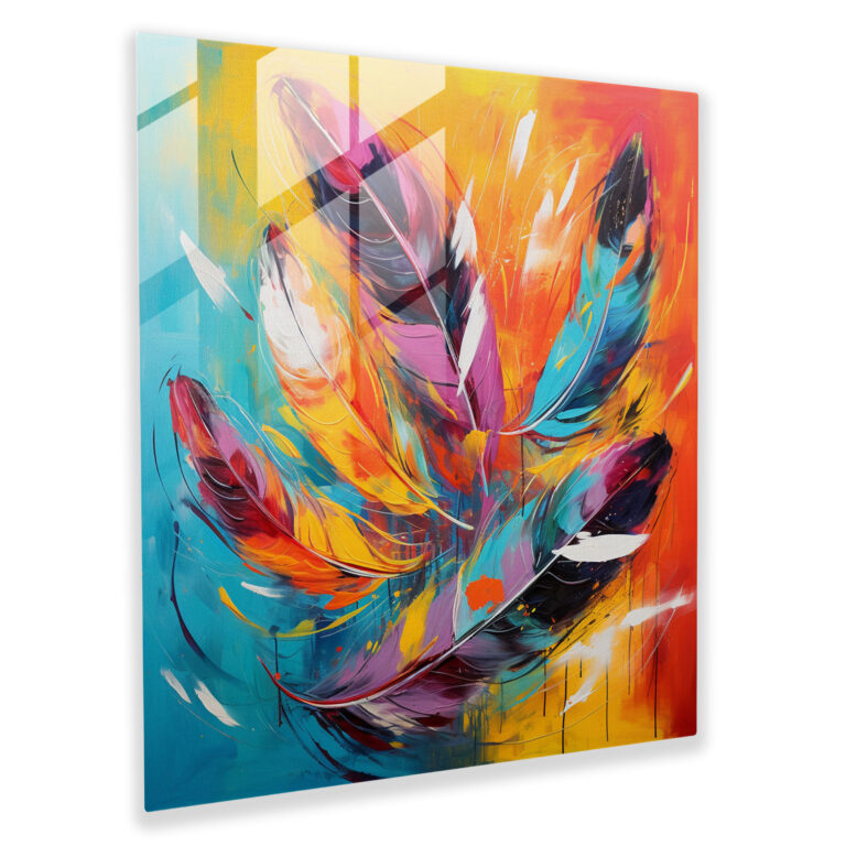Federn Verschmelzung Glasbild - Federn Glas Kunst Texturen zeitgenössisches abstraktes Gemälde