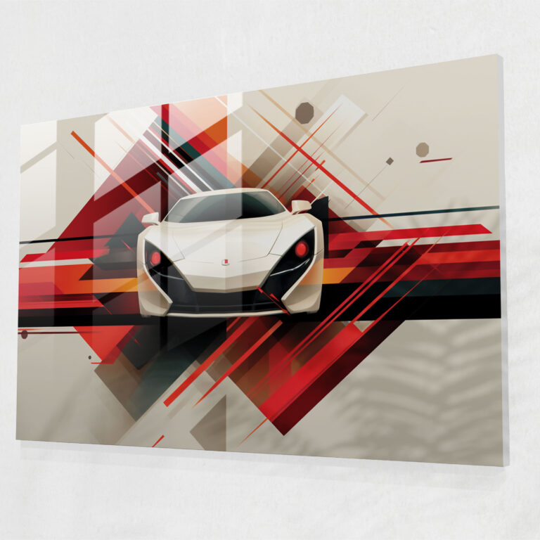 Ferrari Glasbild - Geometrische Geschwindigkeit - Zuhause Dekoration Eleganz