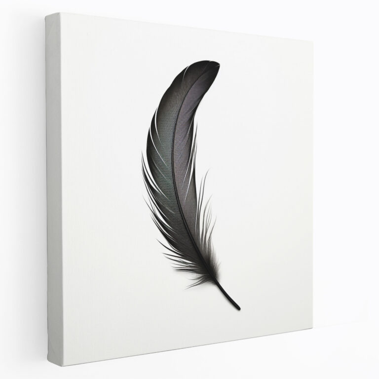 Feder Wandkunst - Minimalistische Schwarz-Weiß-Illustration auf Leinwand - Feder Minimalistische Schwarz-Weiß-Illustration auf Leinwand