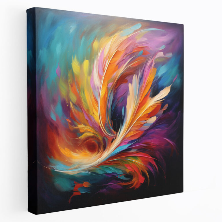 Feder Leinwandbild - Impressionistische Pinselstrich Wandkunst - Feder Leinwandbild Wandkunst