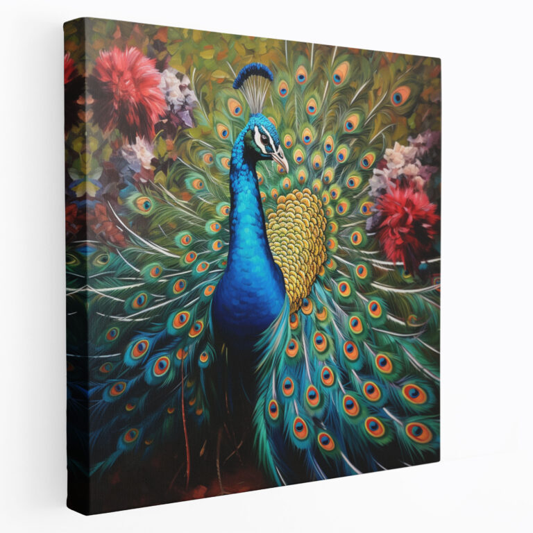 Pfauenfeder Leinwandbild - Feder Wandkunst realistisch