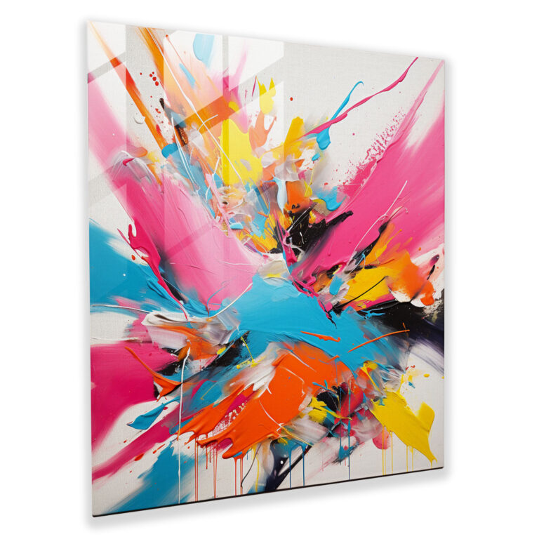 Funky Abstraktes Ausdrucksglasbild - Wanddekoration kühne Pinselstriche