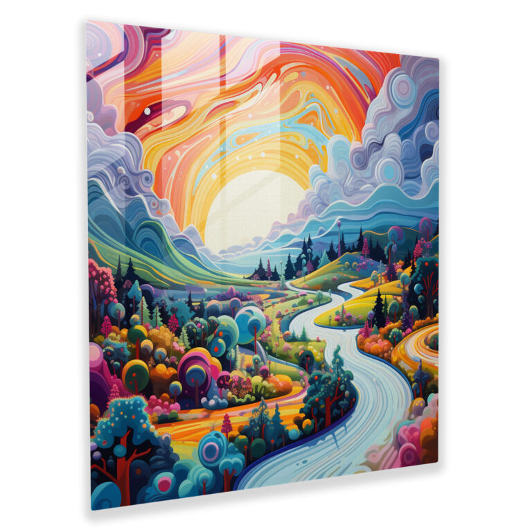 Glasbild Psychedelic Wonderland - Funky Glas Wandkunst Wanddekoration Psychedelische Muster