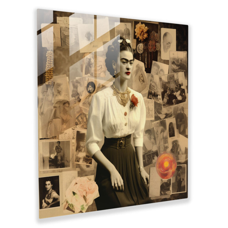 Glasbild Frida Kahlo - Schlüsselmomente Einflüsse Glas Wandkunst
