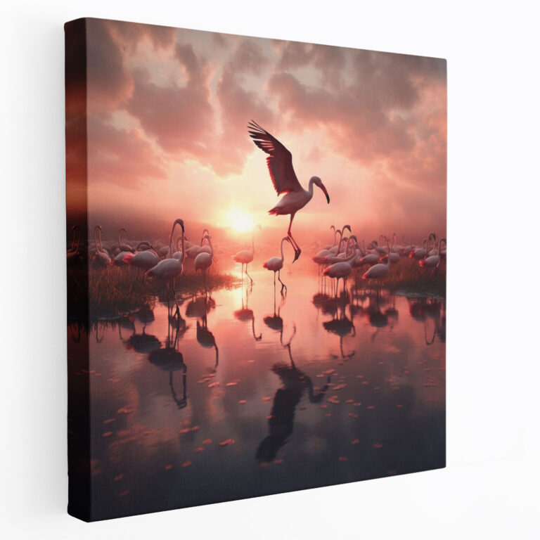 Flamingo Sonnenaufgang Leinwandbild - Heimdekoration