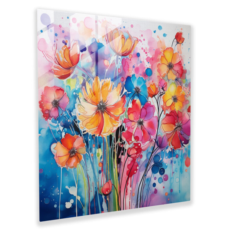 Bunter abstrakter Blumen-Glasdruck