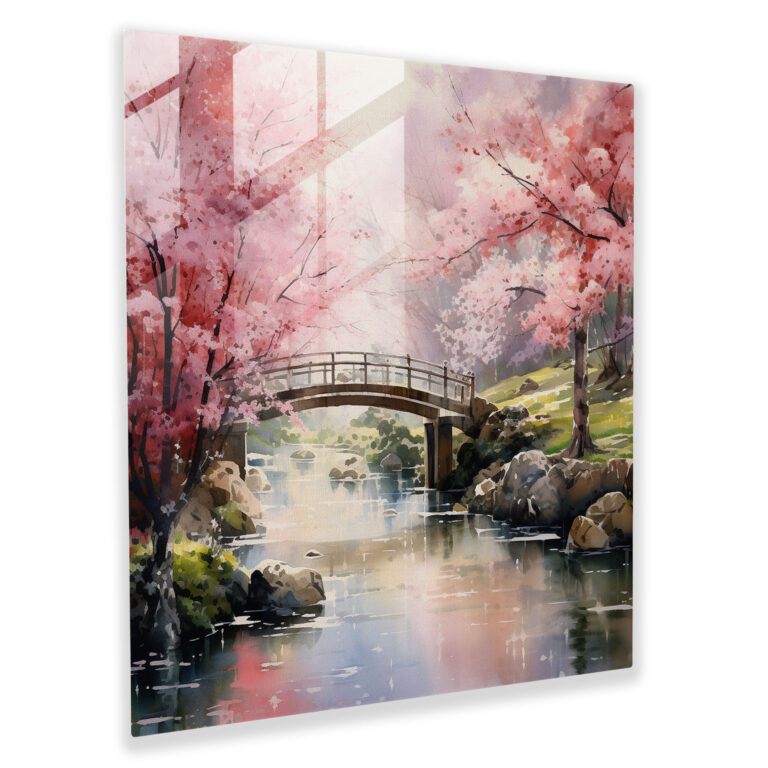 Glasbild Kirschblüten im Ätherischen Stil