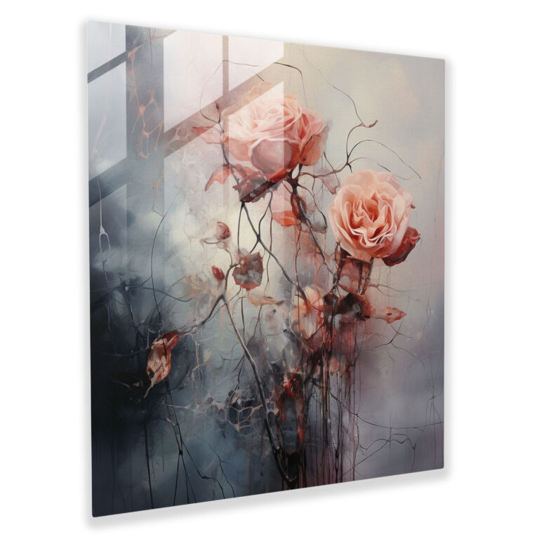 Geheimnisvolle Zarte Rosen Glasbild