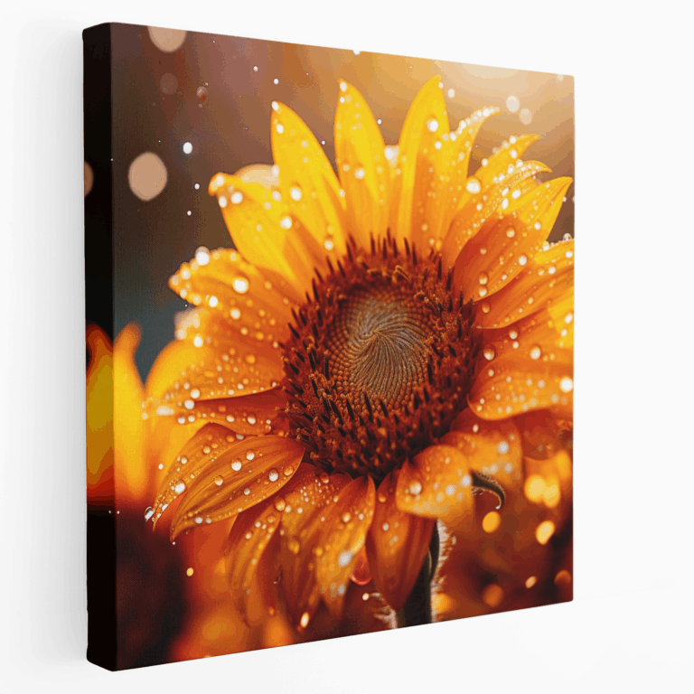 Strahlender Sonnenblumen-Nahaufnahme Leinwandbild