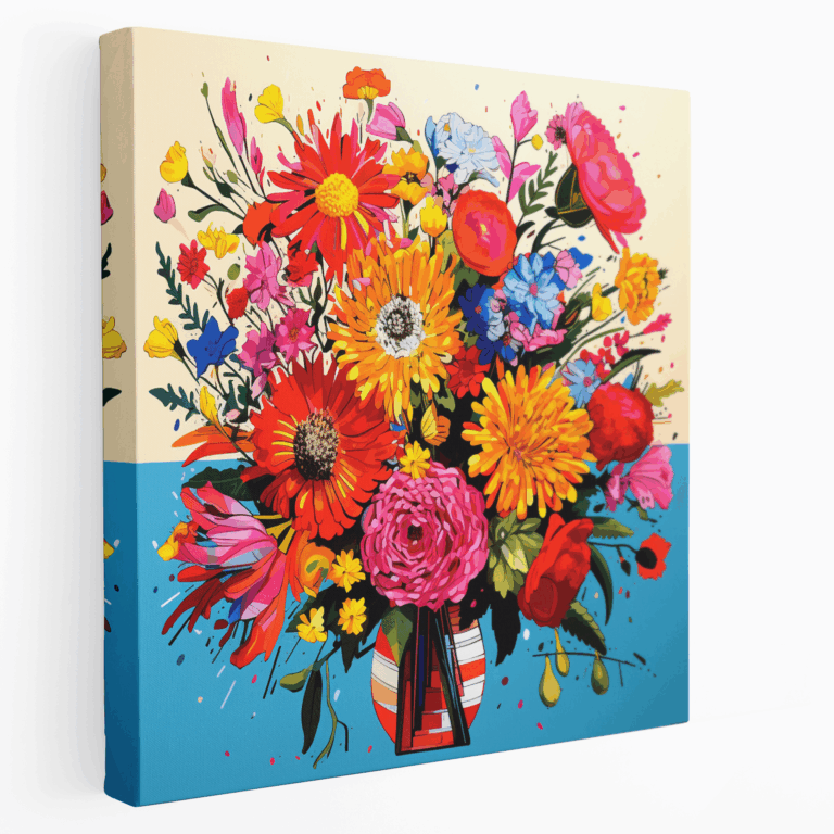Buntes Pop-Art-Blumenstrauß Leinwandbild