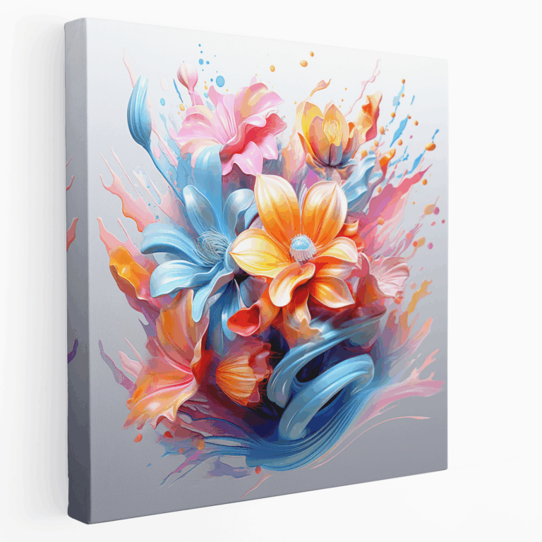 Leinwandbild mit abstraktem Blumenstrauß