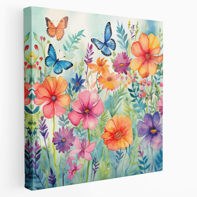 Leinwandbild Blumengarten Aquarell