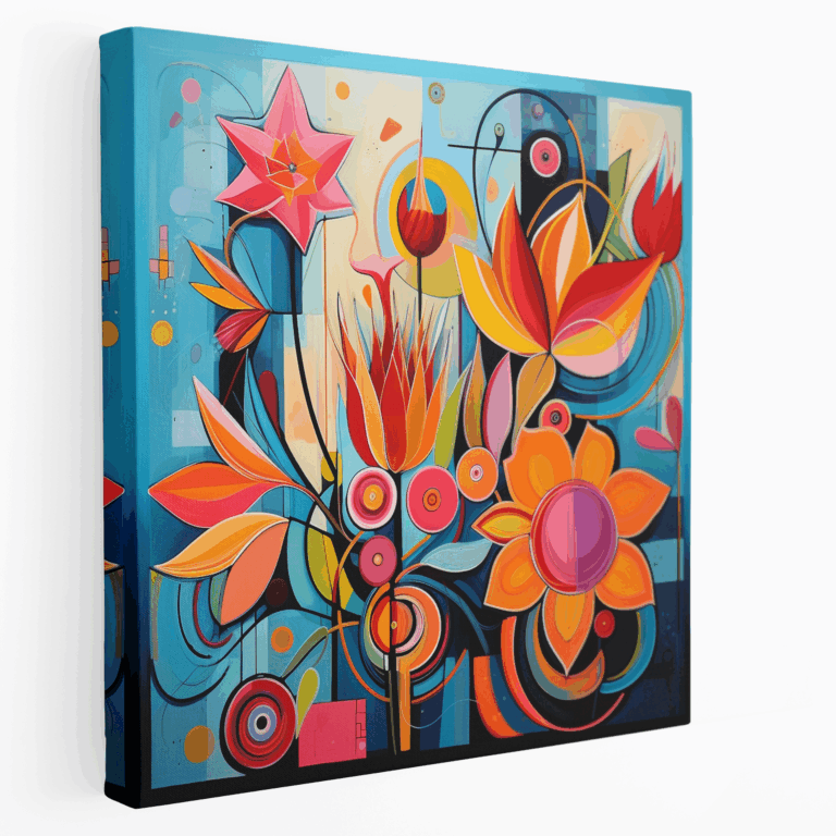 Leinwandbild mit geometrischen Blumenmustern
