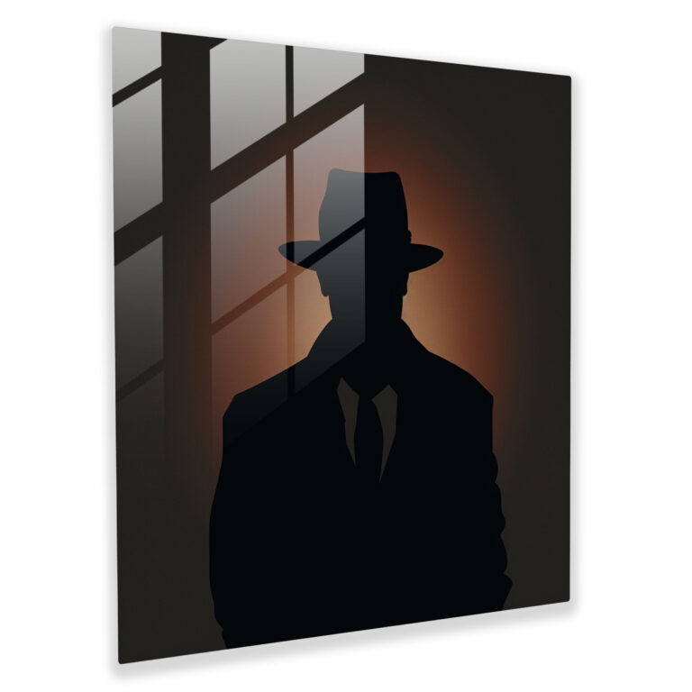 Minimalistisches Goodfellas Glasbild - Goodfellas Silhouette Gangster mit Fedora Glasbild