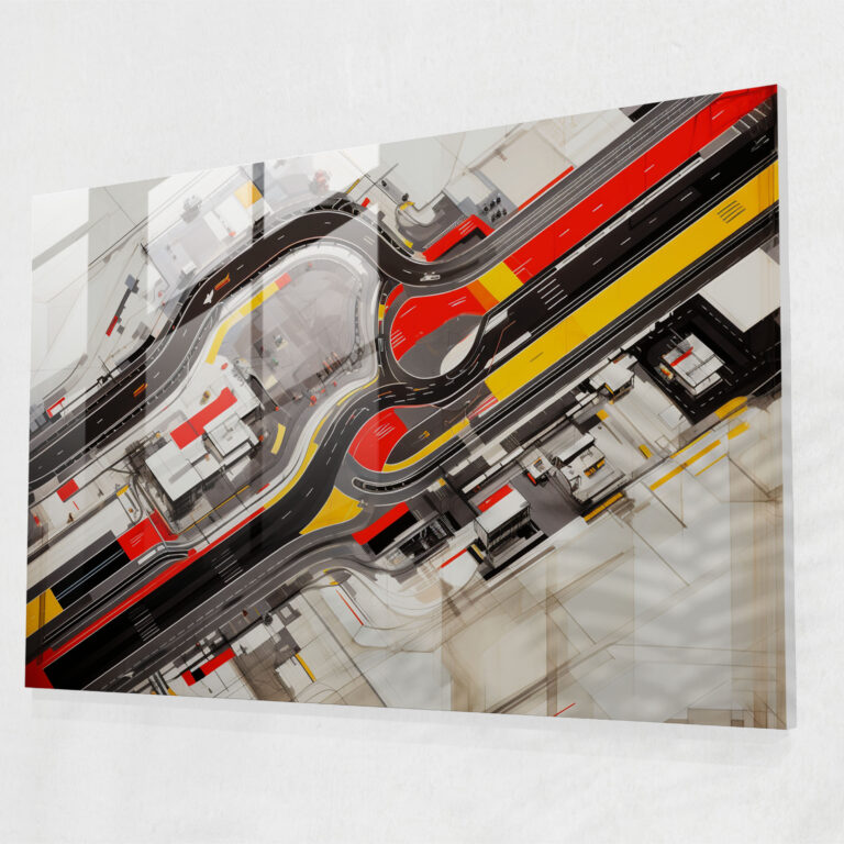 Glasbild Formel 1 Rennstrecke - Formel 1 Glas-Kunst Luftaufnahme Kurven und Schleifen