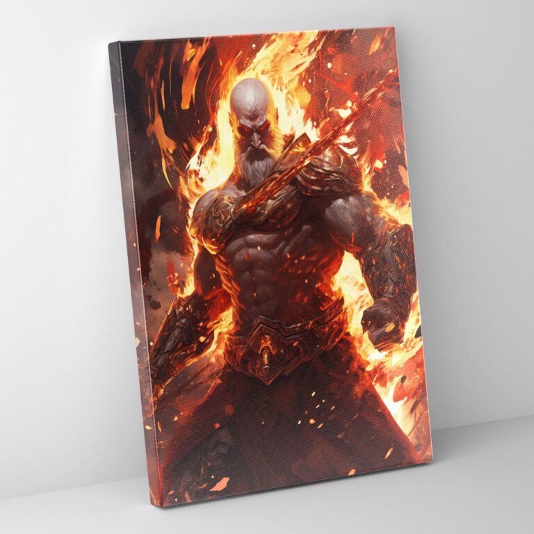 Wanddekoration God of War – Leinwandbild Kunst auf Leinwand lebendige Farben