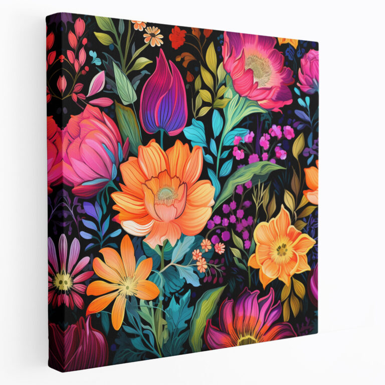 Funky Wandkunst - Verspieltes Blumen Leinwandbild