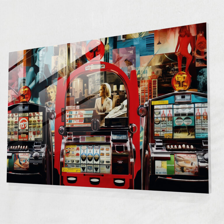 Gamble Modern Art - Leinwandbild Glasbild Spielautomaten