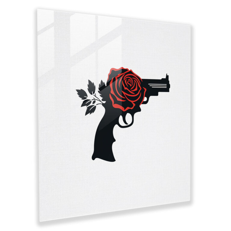 Der Pate Glasbild - Pate Pistole Silhouette Moderne Kunst