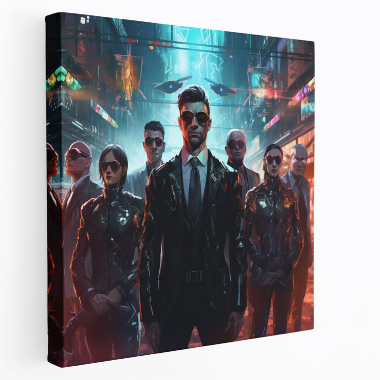 Leinwandbild des Paten - Futuristische Cyberpunk-Mafia-Organisation - Paten Futuristisch Leinwand Wandkunst