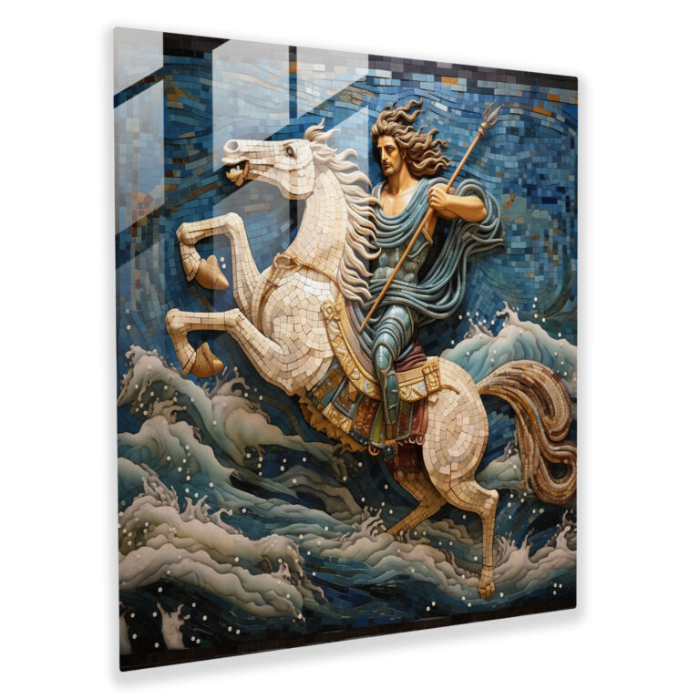 Lebendiges Mosaikglasbild - Poseidons Streitwagen des Meeres