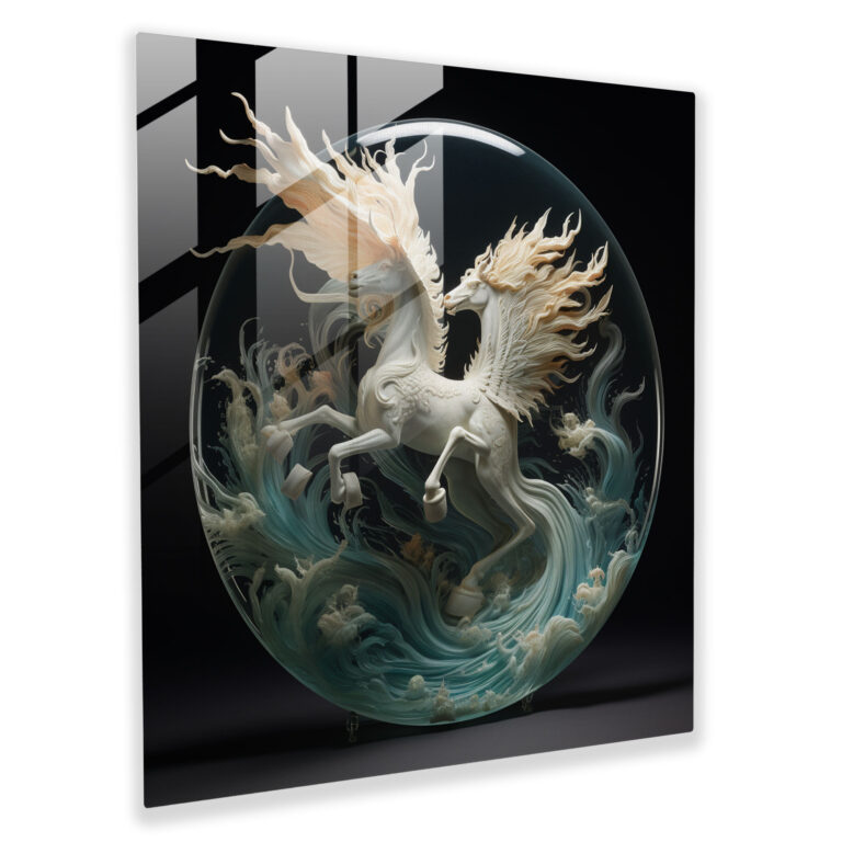 Glasbild Phantastische Phantasmagorie - Zarte Wanddekoration