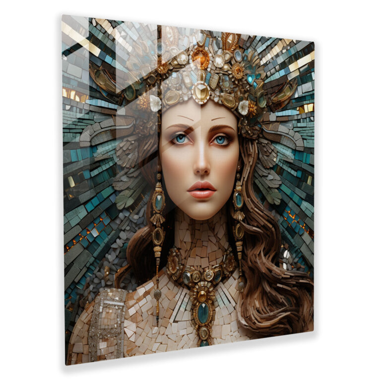 Göttliche Ätheralität Glasbild - Griechische Mythologie Mosaik Wanddekoration - Exquisites Glaswandkunstwerk