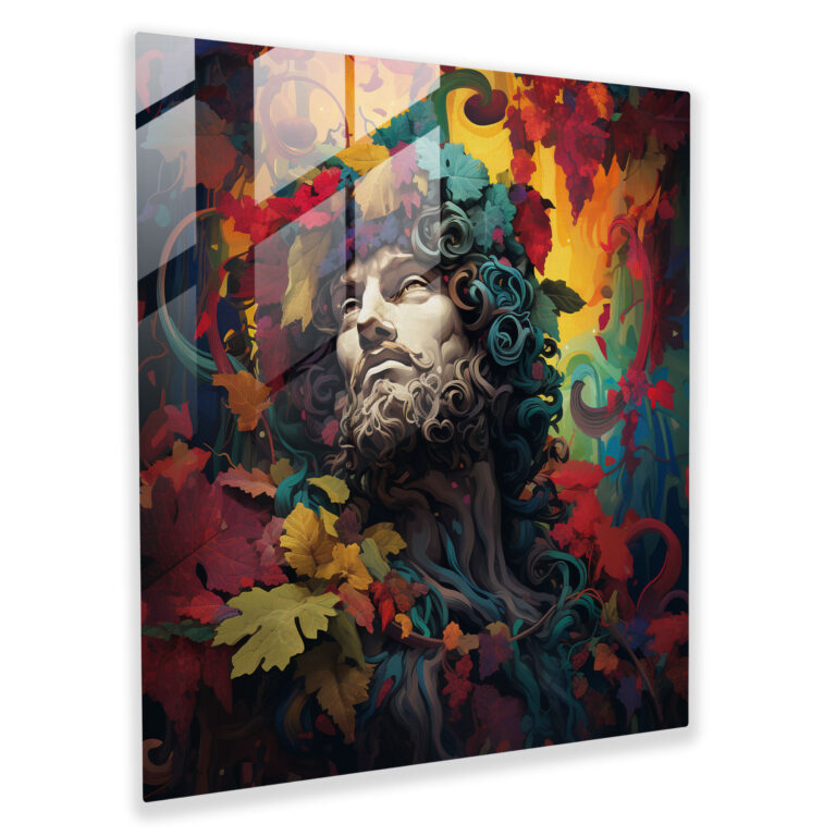 Dionysos' kaleidoskopische Festlichkeit - Glasbild für Zuhause