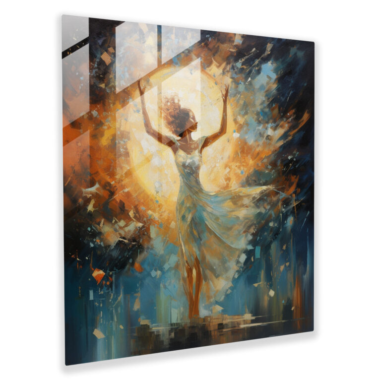 Göttliche Symphonie Abstrakter Impressionist Glasbild - Göttin tanzt - Glasbild für die Wohnraumdekoration