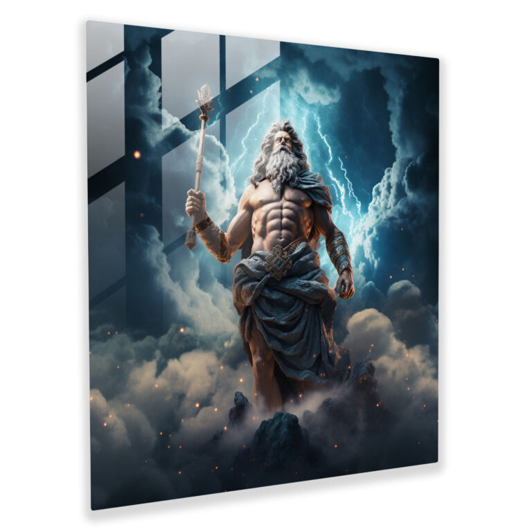 Zeus König der Götter in atemberaubendem Glasbild im himmlischen Digitalartwork