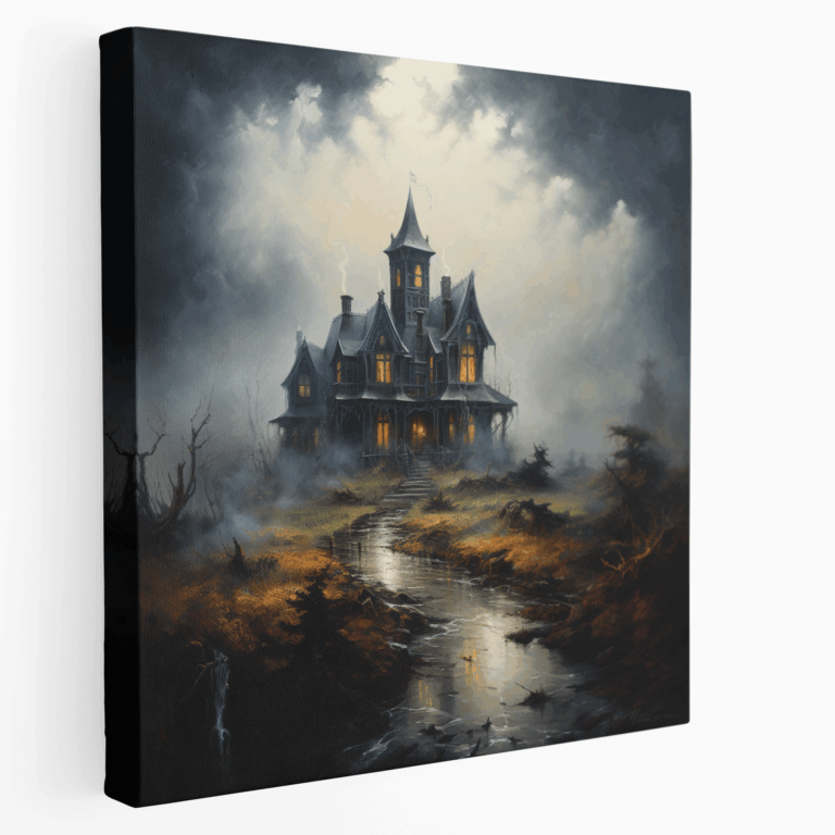 Misty Moors Mansion Leinwandbild