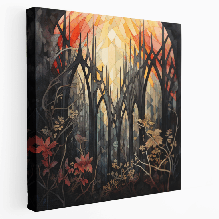 Wasserfarben Leinwandbild mit gotischem geometrischem Design