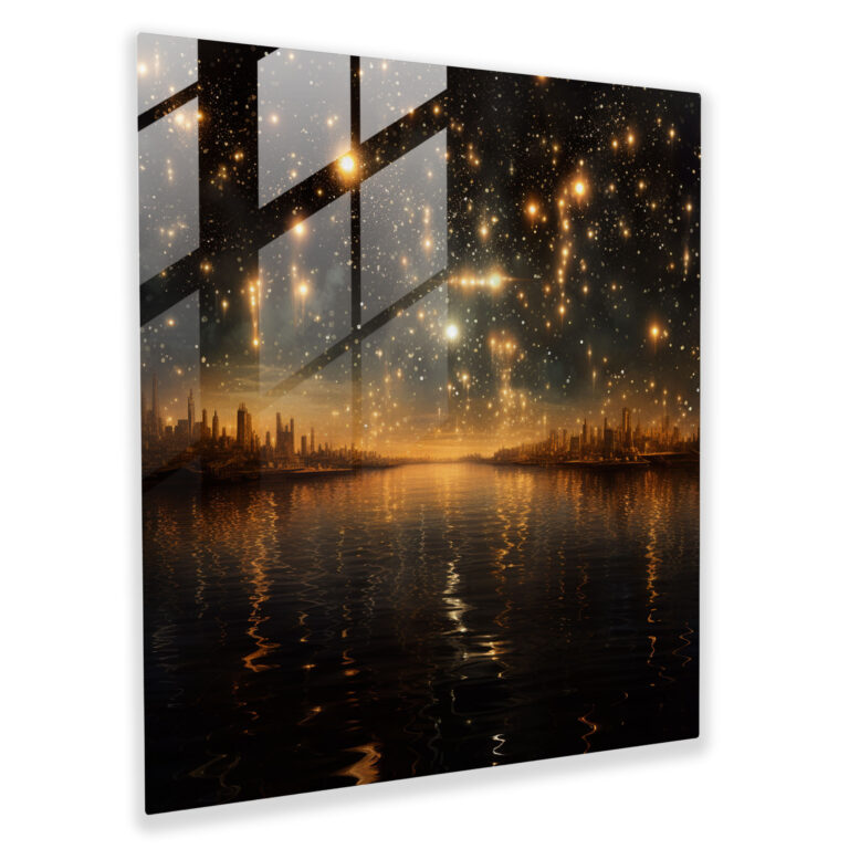 Glitzernder Nachthimmel Glaswandkunst - Verzauberndes Glaswandbild