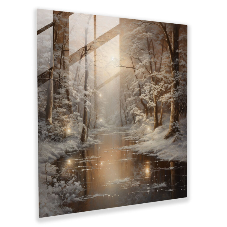 Diamantwald Glasbild - Glitzer Winterglanz Wanddekoration Moderne Kunst