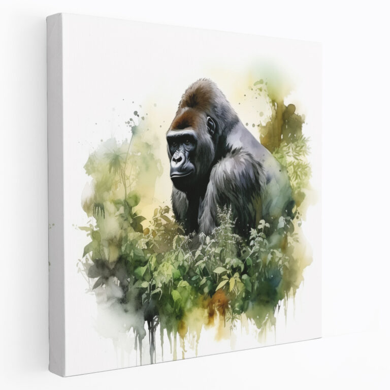 Gorilla Leinwandbild - Gorilla Wandkunst üppiges Grün Leinwandbild