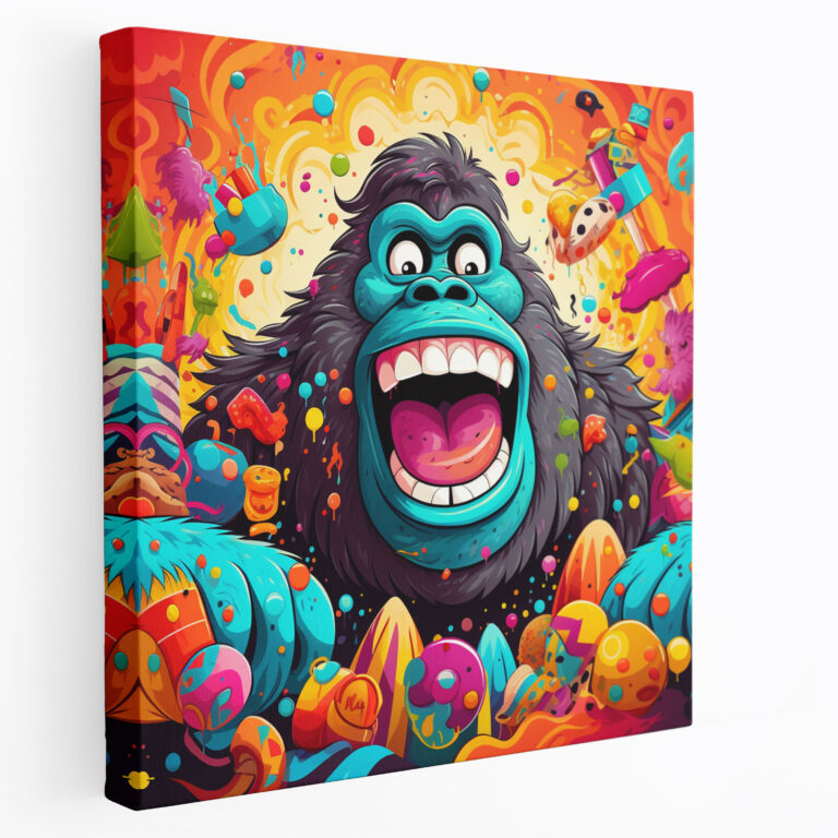 Gorilla Wandkunst - Verspielte Cartoon-Illustration - Gorilla Lebensfreude Wandkunst Fröhlichkeit
