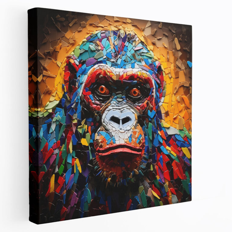 Gorilla Wanddekoration - Mosaik-Stil Kunstwerk - Bunt Gorilla