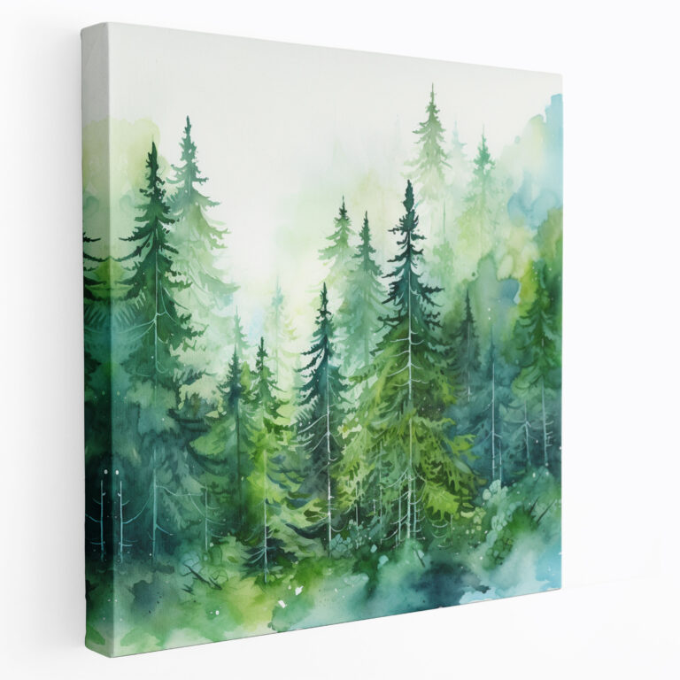 Leinwandbild Grüne Kiefer - Wanddekoration mit lebendigen Pinselstrichen Kunst auf Leinwand